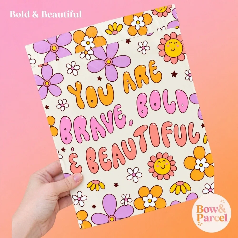 Bold & Beautiful 10x13 Cute Poly Mailers Shipping Bags 25 Pack Waterproof